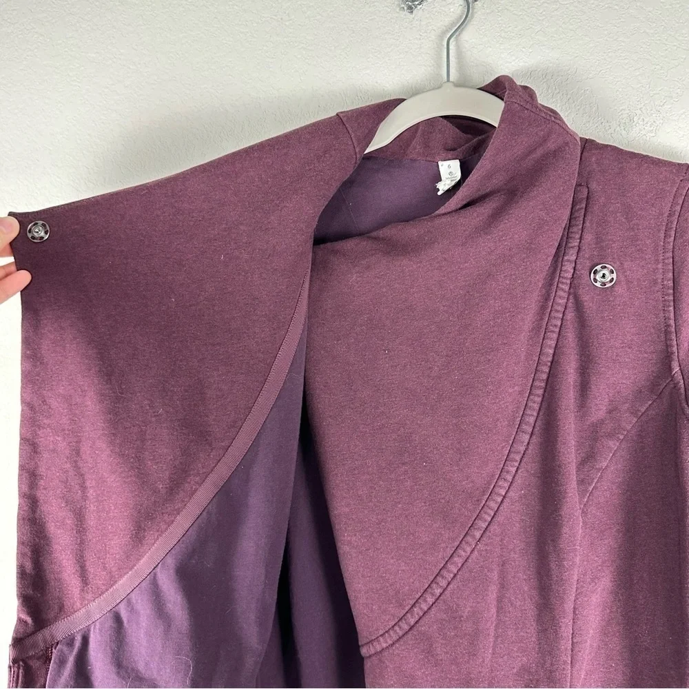 Lululemon Heathered Bordeaux Drama Purple Maroon That’s A Wrap Snap Jacket 6